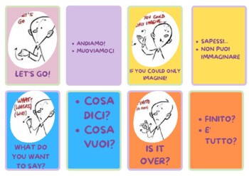 Preview of Flash Cards with the most Popular Gestures in Italy. Picture + relative Meanings