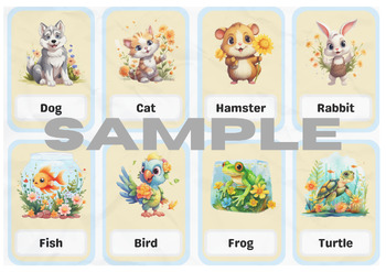 Preview of Flash Cards_Summer Pets edition (English and Chinese)