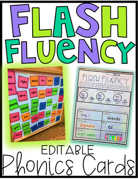 Preview of Flash Fluency Phonics Practice Cards-Editable