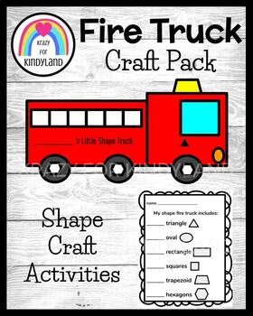 Preview of Fire Truck Craft, Shape Counting Math Activity Fire Prevention Week Fire Safety