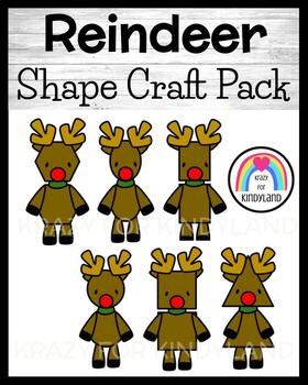 Preview of Reindeer Shape Craft for Kindergarten Math Activity at Christmas with Rudolph
