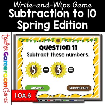 Preview of Subtracting to 10 Spring Powerpoint Game