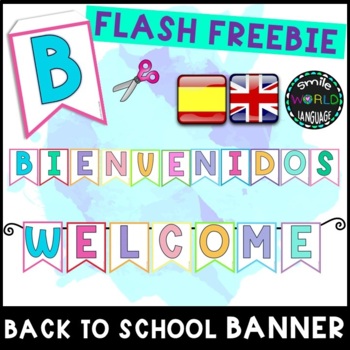 Preview of Flash Freebie Welcome Banner Back to School Bienvenidos banderas Vuelta Cole