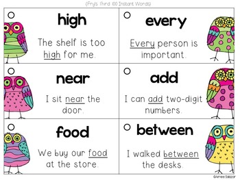 Fry's First 300 High Frequency Words and Sentence Flash Cards | TpT
