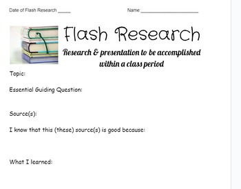 Preview of Flash Research - Research to be conducted in class in 1 hour or less