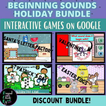 Preview of Beginning Sounds Holiday INTERACTIVE Games Bundle