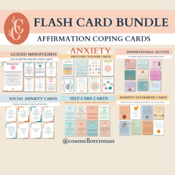 Preview of Flash card bundle 50% off, teen mental health, anxiety coping skill cards, SEL