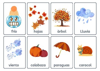 Preview of Flash cards/ memory game  El Otoño