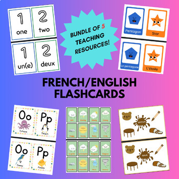 Preview of Flashcard Bundle Pack In English & French, 5 Resources Included!