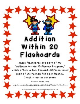 Preview of FREE Flashcards from "Addition Within 20 Fluency Program-Master the Math Facts"