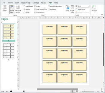 Flashcard - Game Template - Microsoft Publisher - Make your own game