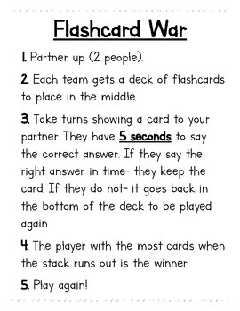 Preview of Flashcard War (Game Instructions)