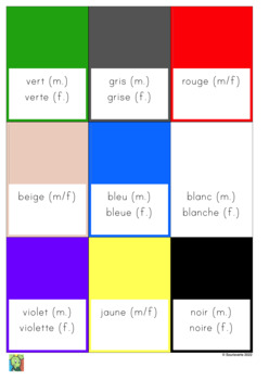 Preview of 18 flashcards Colors in French - Les couleurs