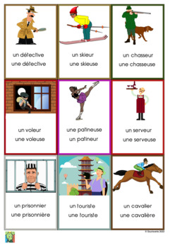 Preview of Flashcards Jobs/People/Fiction characters in French  - Personnes et métiers
