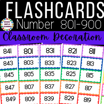 Preview of Flashcards Number 801-900 Classroom Decoration