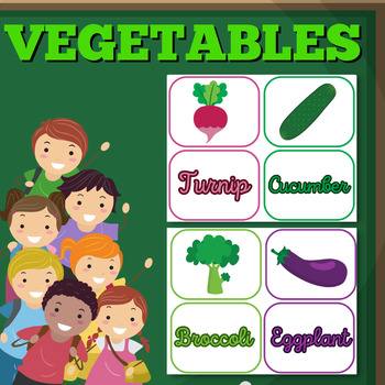 Preview of Flashcards Vegetables With and with out Labels