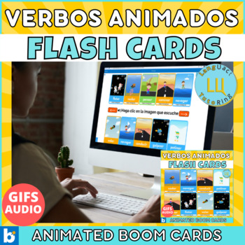 Preview of Flashcards Verb Boom Cards  | audio animated gifs Spanish 
