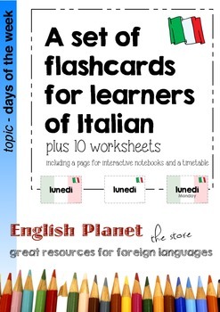 Preview of Flashcards and Activities to learn the days of the week in Italian