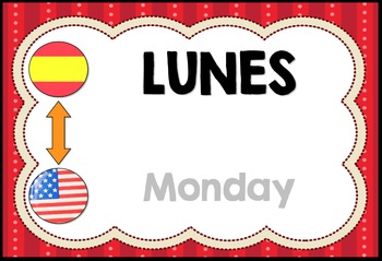 Days of the Week Flash Cards - English/Spanish- Days of the Week Flashcards