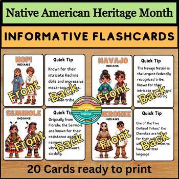 Preview of Flash cards for November: Explore American Native Tribes in Printable Format