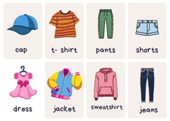Flashcards for building vocabulary-clothing by Askanslp | TPT