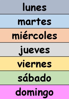 Days of the Week Flash Cards - English/Spanish- Days of the Week