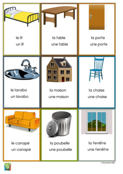 Preview of 90 flashcards objects in the house in French - les objets dans la maison