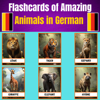 Preview of Flashcards of Amazing Animals in German.