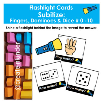 Preview of Flashlight Cards Subitize Fingers Dominoes Dice - Number Sense