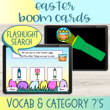 Preview of Flashlight Search I Spy Easter Vocabulary Boom Cards™ Freebie