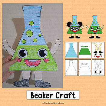 Preview of Flask Craft Science Bulletin Board Coloring Back to School Activities Beaker Cut