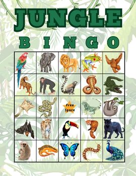 Preview of Jungle Themed Printable BINGO Cards
