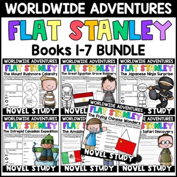 Preview of Flat Stanley Worldwide Adventures Novel Study BUNDLE for Books 1-7