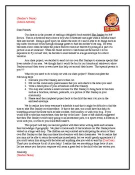 Preview of Flat Stanley by Jeff Brown Mailing Activity Packet