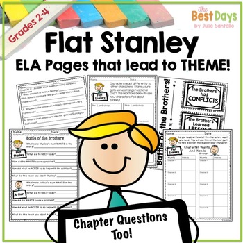 Preview of Flat Stanley Novel Study for His Original Adventure Activities to Teach Theme