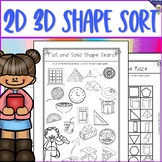 Flat or Solid Shapes - 2d or 3d shape sort - Geometry Work
