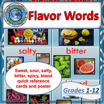 Preview of Flavor Words Quick Reference Cards & Poster (color, greyscale)