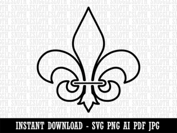 Fleur de Lis Outline Clipart Instant Digital Download AI PDF SVG PNG JPG  Files