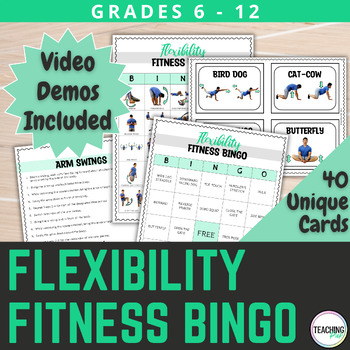 Preview of Flexibility Fitness Bingo Game with Exercise Video Demos | Physical Education
