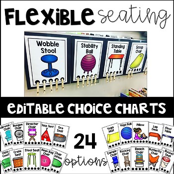 Flexible Seating Choice Charts - Editable by Shannon Maree Teaching