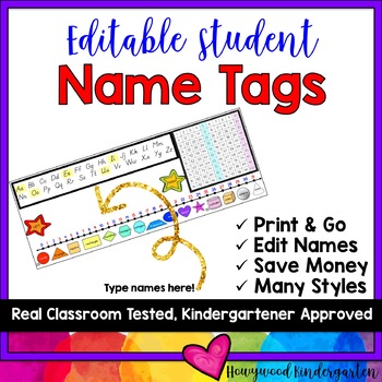 Preview of Flexible Seating or Desk Name Plates / Tags!  Editable!  Adjustable sizes!