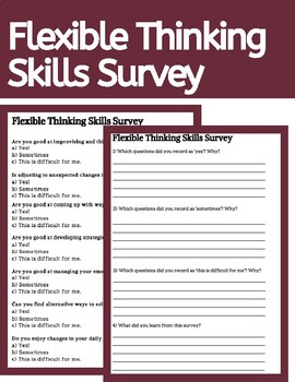 Preview of Flexible Thinking Skills Self Survey Assessment