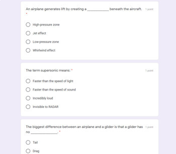 Preview of Flight Quiz- Google Form