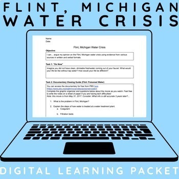 Preview of Flint, Michigan Water Crisis Digital Learning Packet (Environmental Justice)