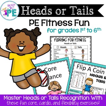 Preview of Flip A Coin PE Fitness Fun Distance Learning, Brain Breaks & PE in the Classroom