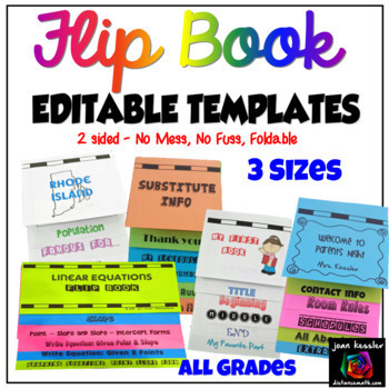 Preview of Flip Book Template Bundle Editable Foldable - NO MESS  3 Sizes - Google Friendly