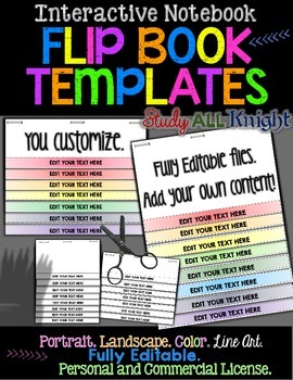 Preview of Editable Flip Book Templates Interactive Notebooks Personal and Commercial Use