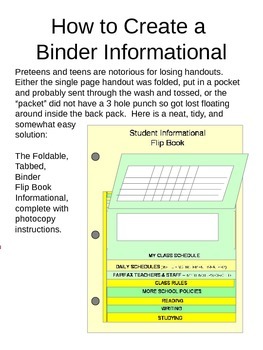 Preview of Flip Book for Student Information (for middle and high school)