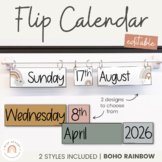 Flip Calendar | Boho Rainbow Classroom Decor | Neutral The