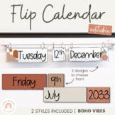 Flip Calendar | Boho Vibes Classroom Decor | Desert Neutra
